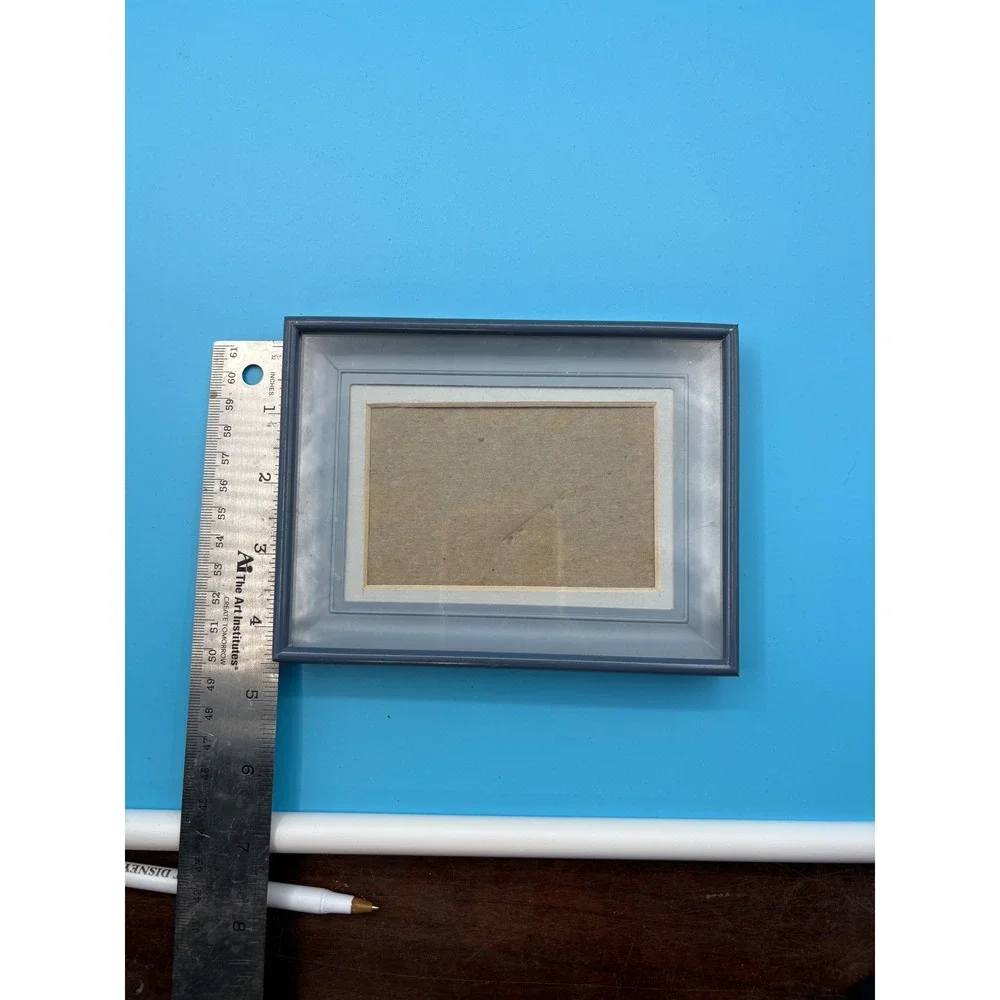 Blue 5x7‎ Picture Frame Double Mat Deep Tabletop Photo Display Small Opening